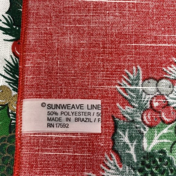 Lot of 4 Vintage Sunweave Linen Christmas Holiday Napkins Red Green Holly 17x17" - Picture 5 of 5